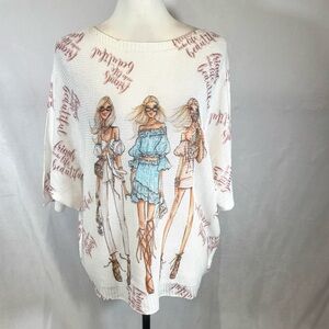 Posh Made in Italy Yolly loose fit unique knit sweater size large NWT